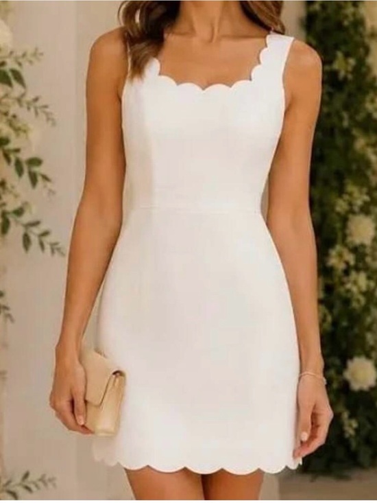 J. Crew Dresses & Skirts - J Crew Factory Scallop Sheath Dress in White